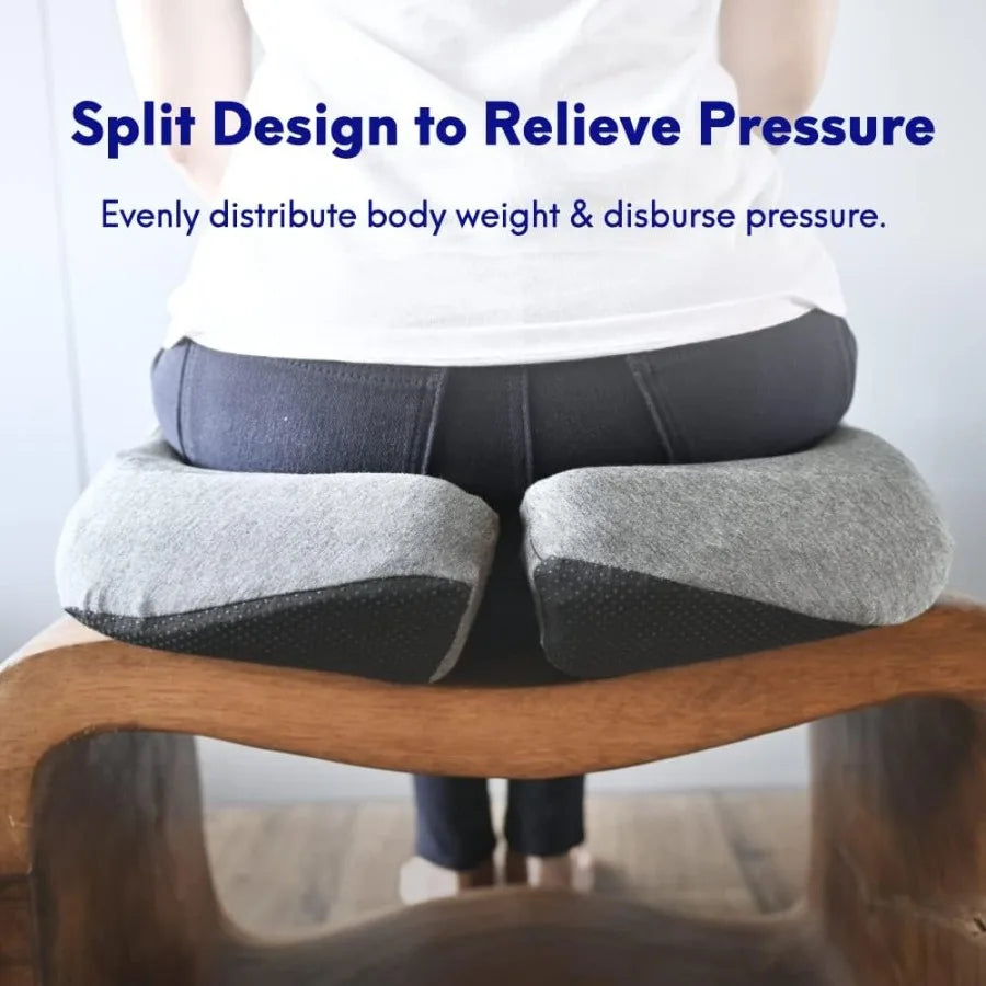 Patented Pressure Relief Seat Cushion for Long Sitting Hours on Office Chair Home Chair Car Wheelchair ExtraDense Memory Foam P
