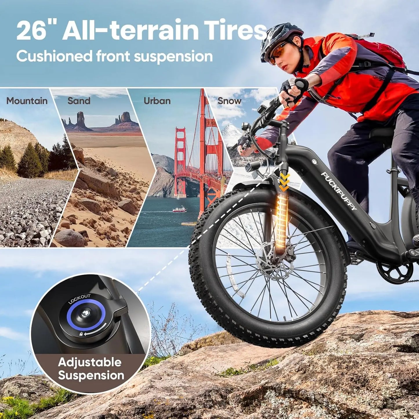 Electric Bike for Adults 960W, 26" Fat Tire, Step-Through Design Electric Mountain Hunting Bike, 48V 15AH Max 28MPH, Customized