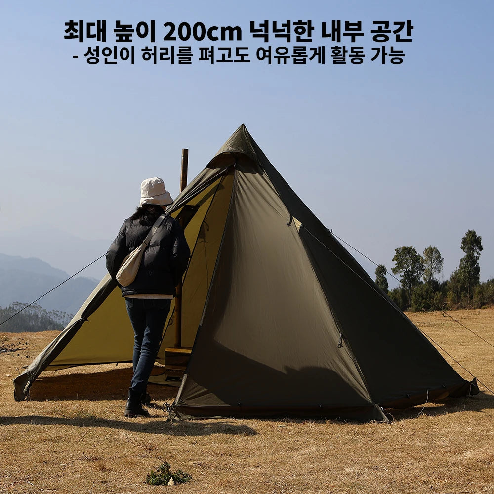 4 Season Camping Hot Tent with Stove Jack Waterproof Tipi Teepee Tent for 2 3 4 Person Winter Fishing Hiking Survival Bushcraft