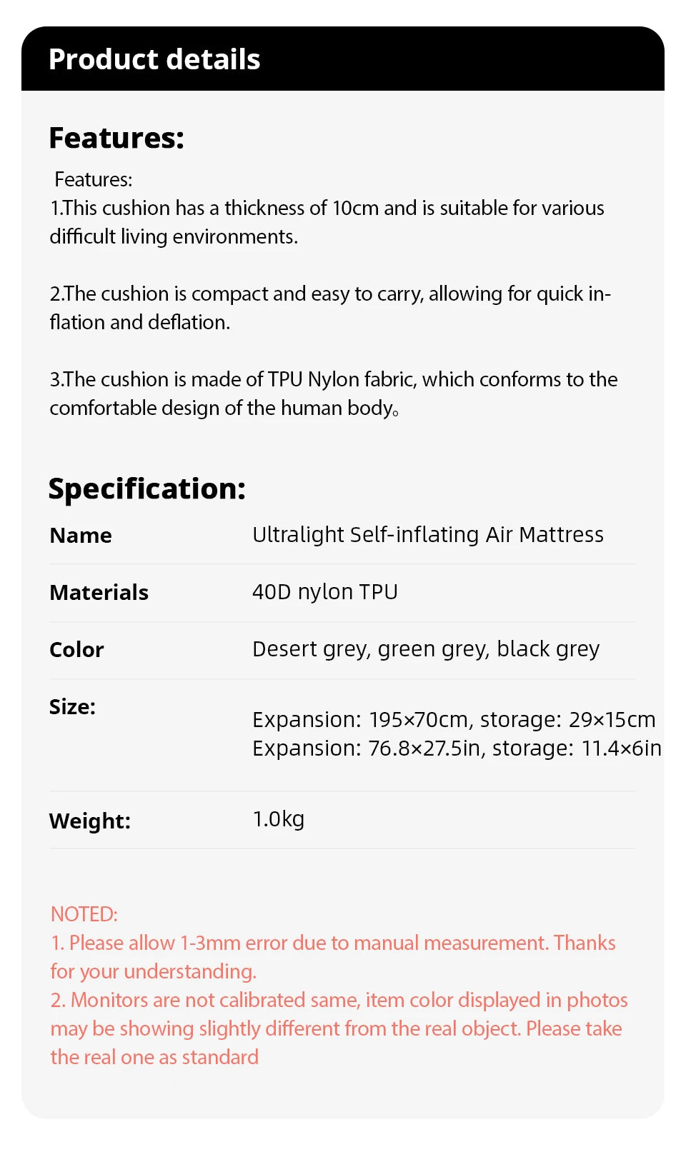 Outdoor Thicken Camping Mattress Ultralight Self-inflating Air Mattress Built-in Inflator Pump For Travel Hiking Fishing