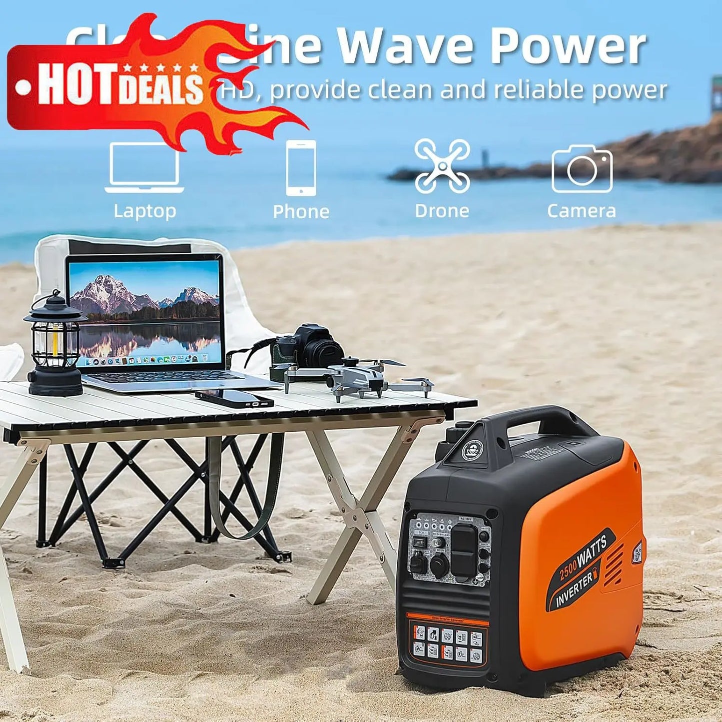 Portable Inverter Generator 2500W Gas Powered Super Quiet