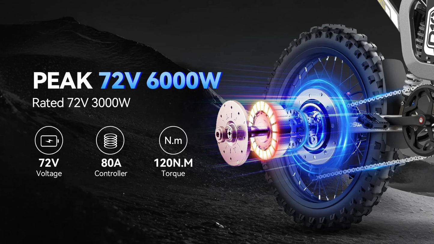 Coswheel Electric Bike 6000W Motorcycles R19 72V 40AH Battery Dirt Mountain Bike Lightweight Off-Road EBike For Adult