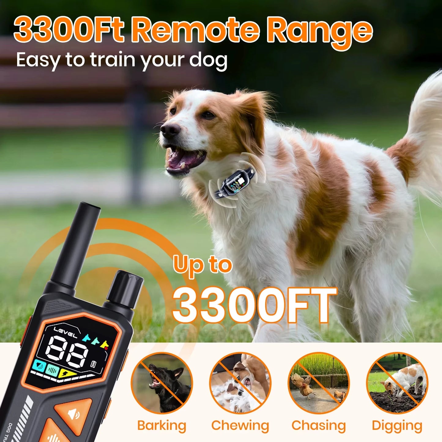 2026 New AI Electric Collar for Dog Training,3300ft Dog Training Collar with Automatic Mode,IPX7 Waterproof Dog Anti Bark Collar