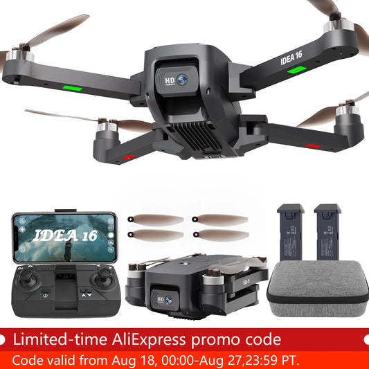 IDEA16 drone with camera 4k With Dual Camera 2 batteries 5G WIFI RC Drone with Brushless Motor Optical Flow for Adult Children
