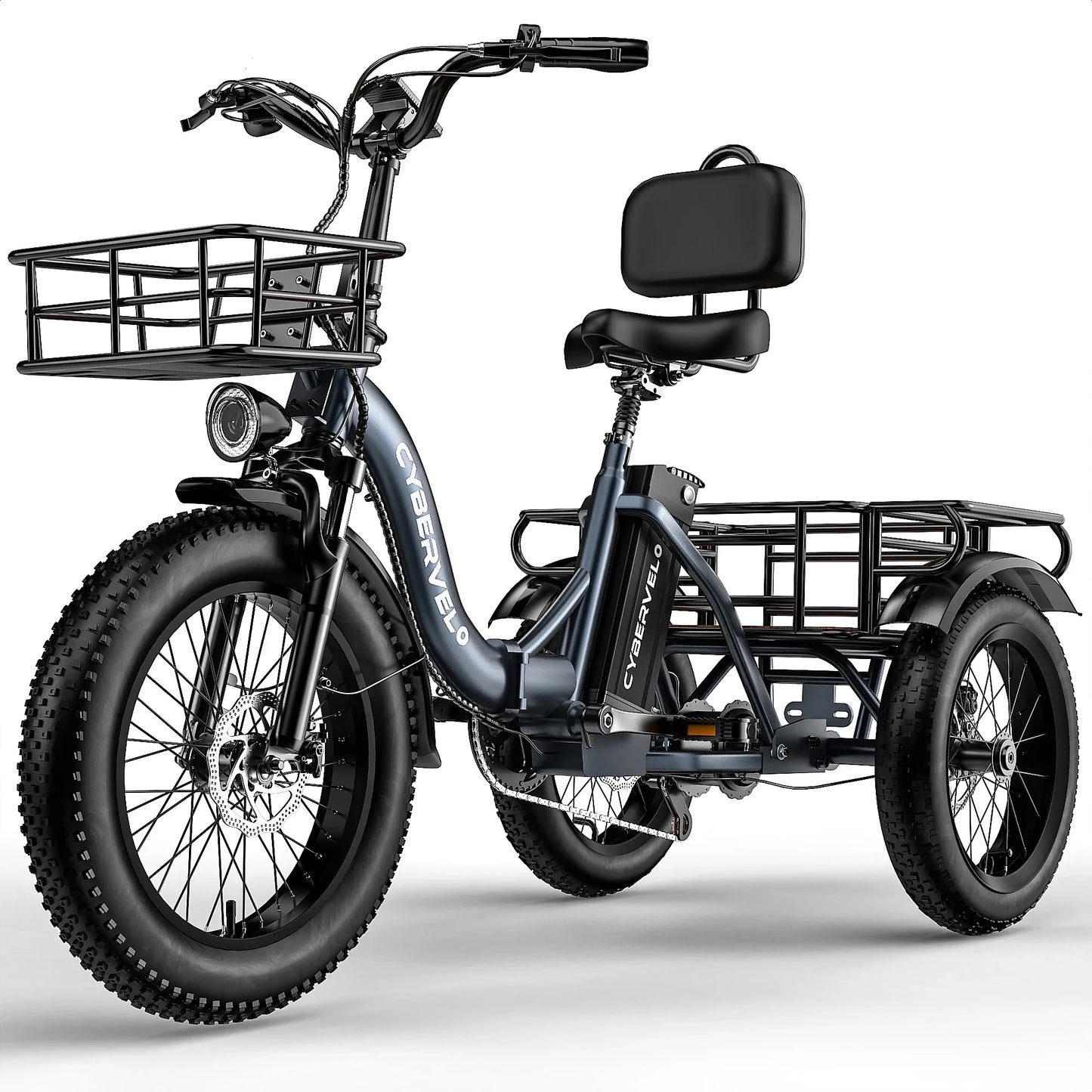 1000W Peak Three-Wheels Step-Thru Folding Ebike, 48V 20.8AH Removable Battery, 7-Speed Urban City Commuter Electric Tricycle for Adults Cybervelo C16