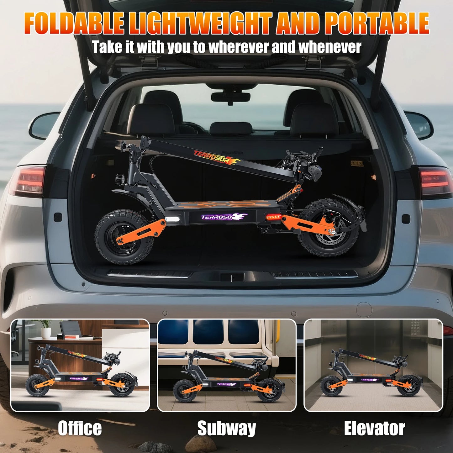 Electric Scooter for Adult, 1200W Motor, Folding E-Scooter Up to 40Mph & 30 Miles Range, 11" Off Road Tire Scooter with Dual Sus