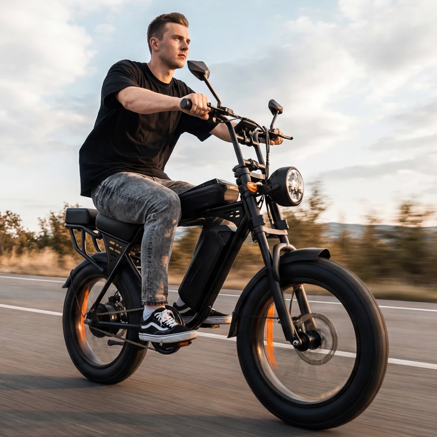 Electric Bike for Adults, 1000W Peak Motor 50 Miles Fat Tire Ebike with 48V 15Ah Removable Battery 20" Fat Tire Electric Bike, Front Suspension and 7-Speed