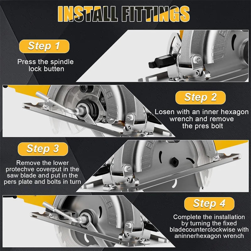 EGOD 5 Inch Brushless Electric Circular Saw Lithium Battery Powered Handheld Miter Saw Power Tools For Dewalt 20V Battery Pin