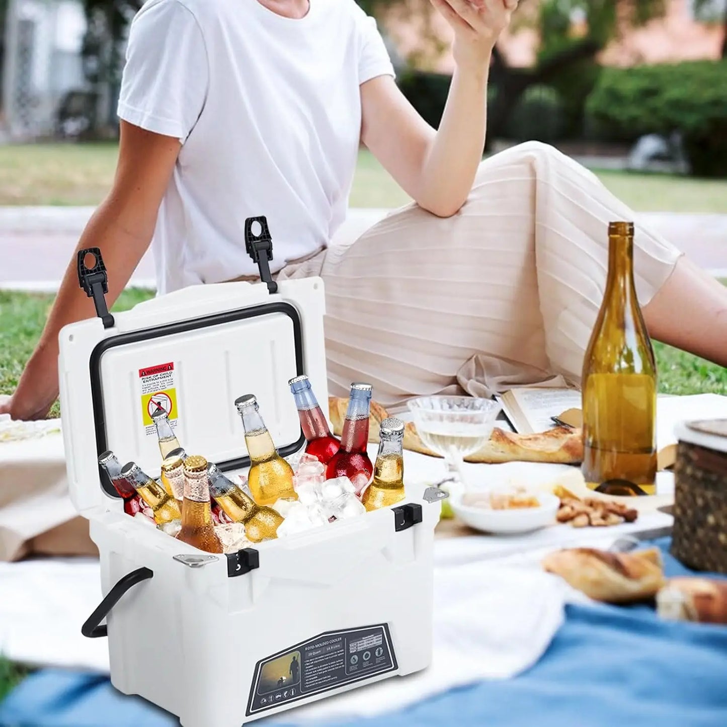 HiMISSH Portable Ice Cooler With Cup Holder And Accessories