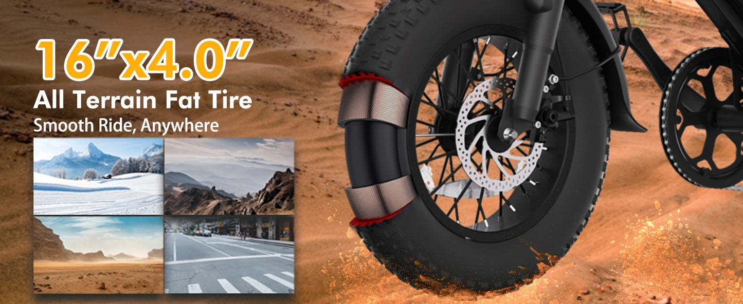 Bodywel M16 Off-Road Electric Bike for Adults 1500W Motor 48V 15AH Battery Fat Tire Mountain Moped Ebike All-Terrain Motorcycle