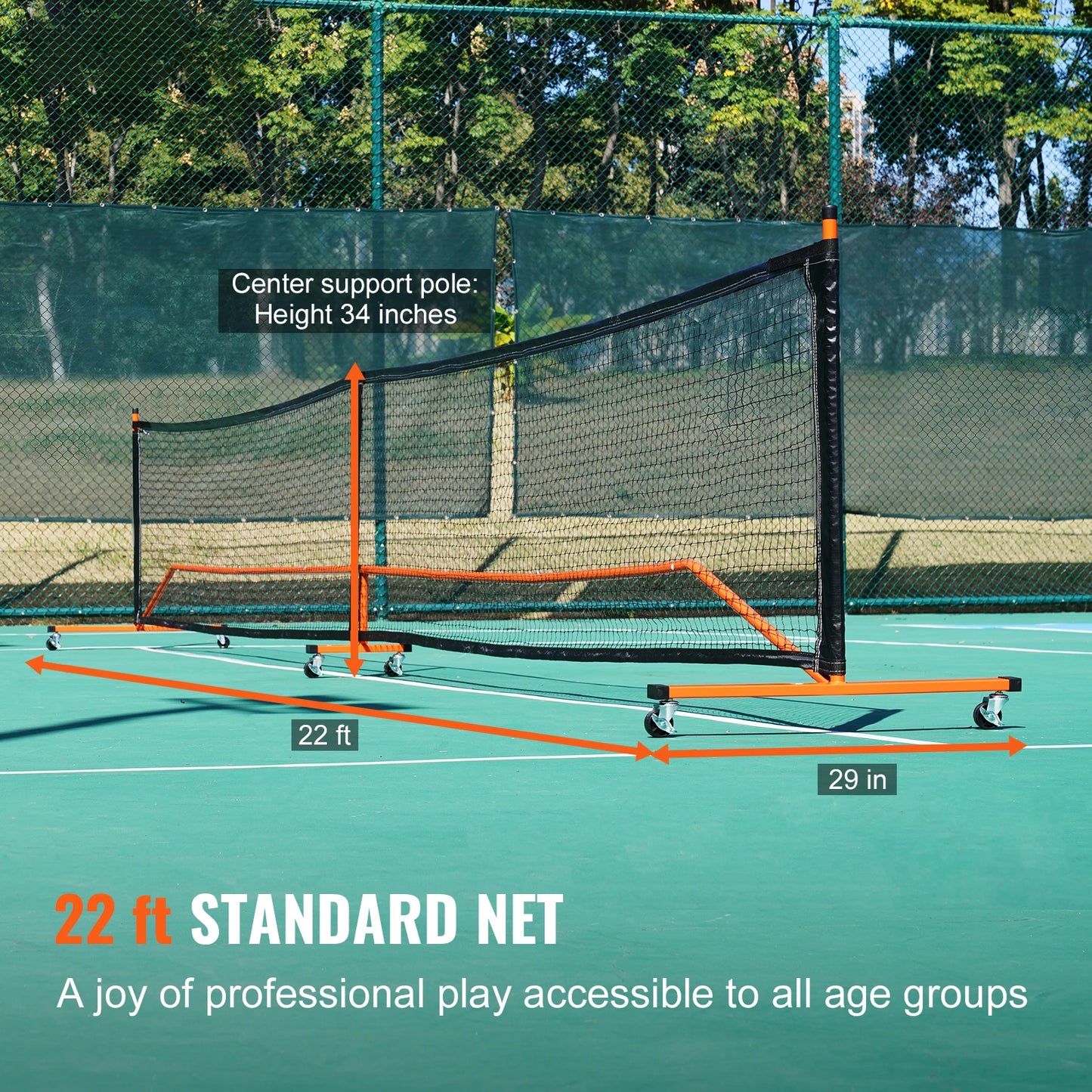 SucceBuy Portable Pickleball Net System 22FT Full Court Official Regulation Size Pickle Ball Nets Outdoor with Court Line