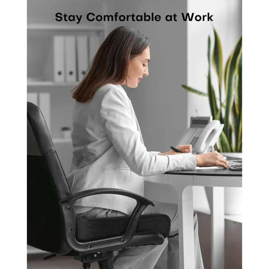 Memory Foam Seat Cushion for Office Chairs Desk Gaming Chair Pad Tailbone Comfort Support Mesh Cover Dense Hip Sciatica Car Sea