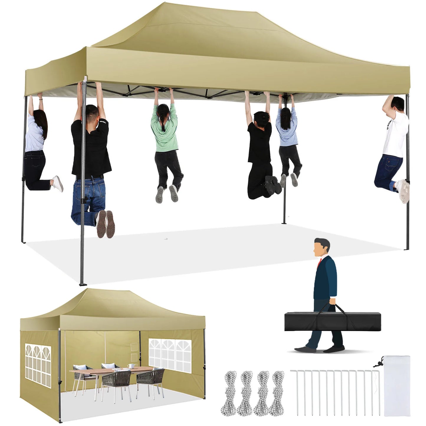 COBIZI All Season Pop Up Canopy Tent With 4 Sidewalls