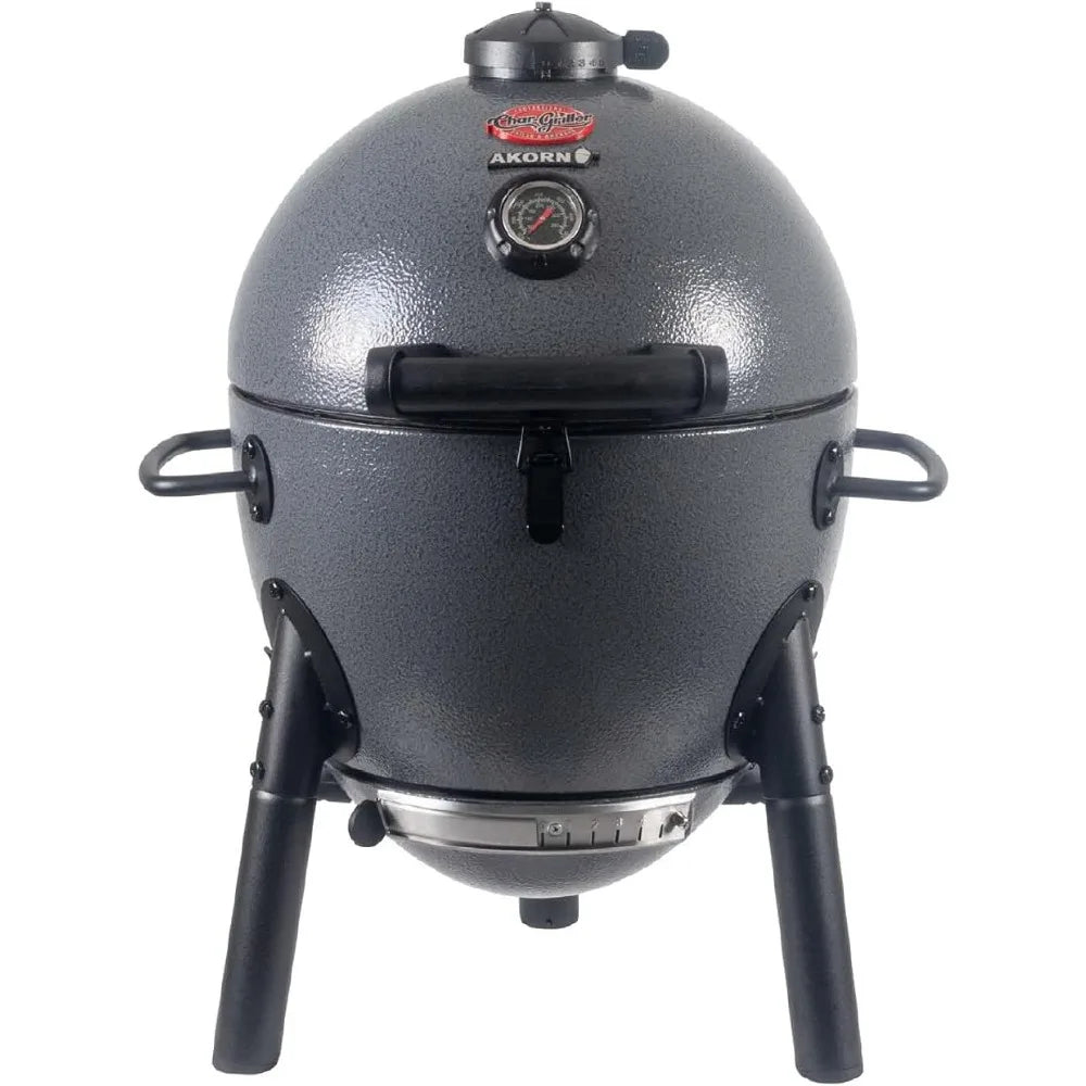 Portable Kamado Charcoal Grill and Smoker with Cast Iron Grates, Locking Lid, and 155 Square Inches Cooking Area