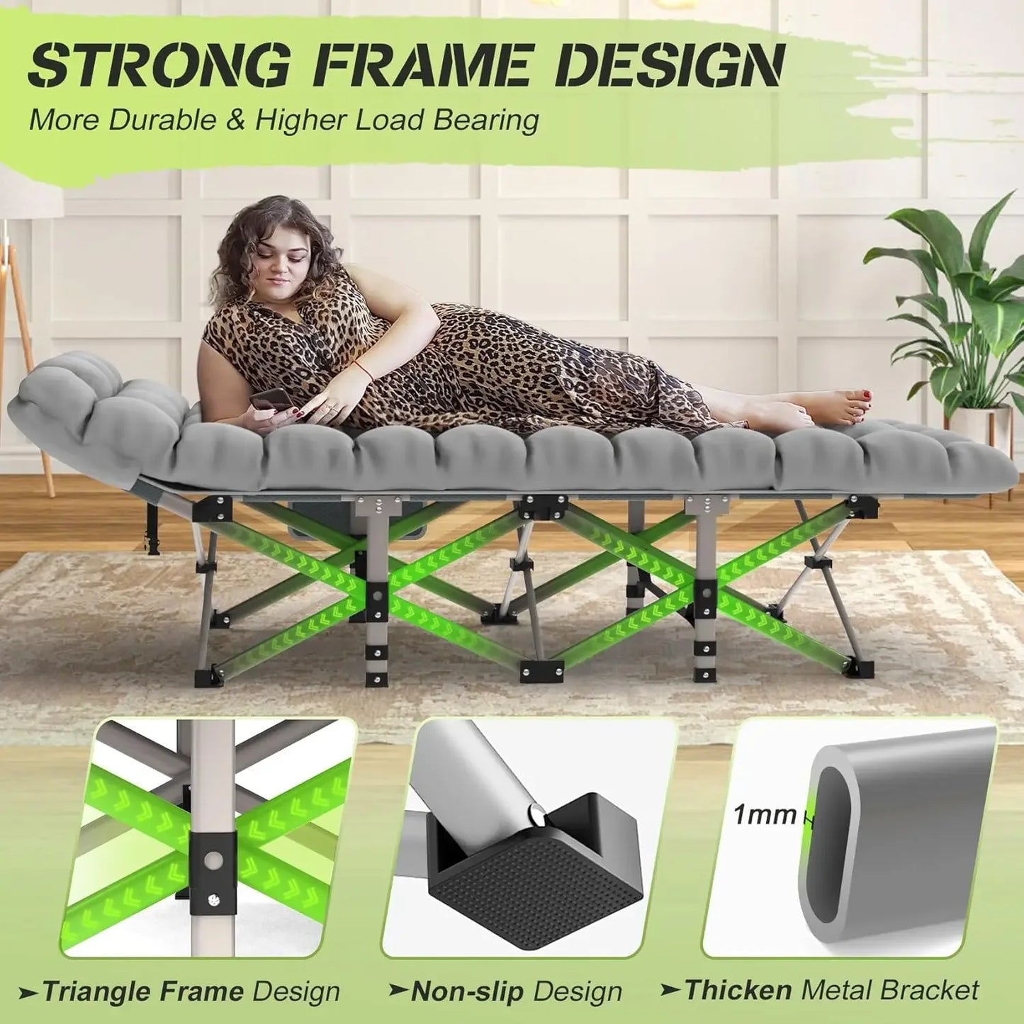 promotion-Camping Cot, Folding Camping Cot Bed for Adults Sleeping 1200D Double Layer Oxford Portable Folding Outdoor Cots