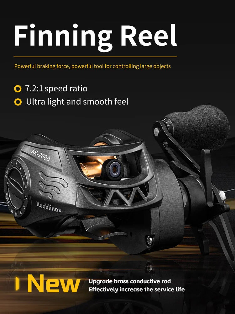 AK Baitcasting Reel Gear Ratio 7.2:1 High Speed Fishing Reel for Bass Saltwater Baitcaster