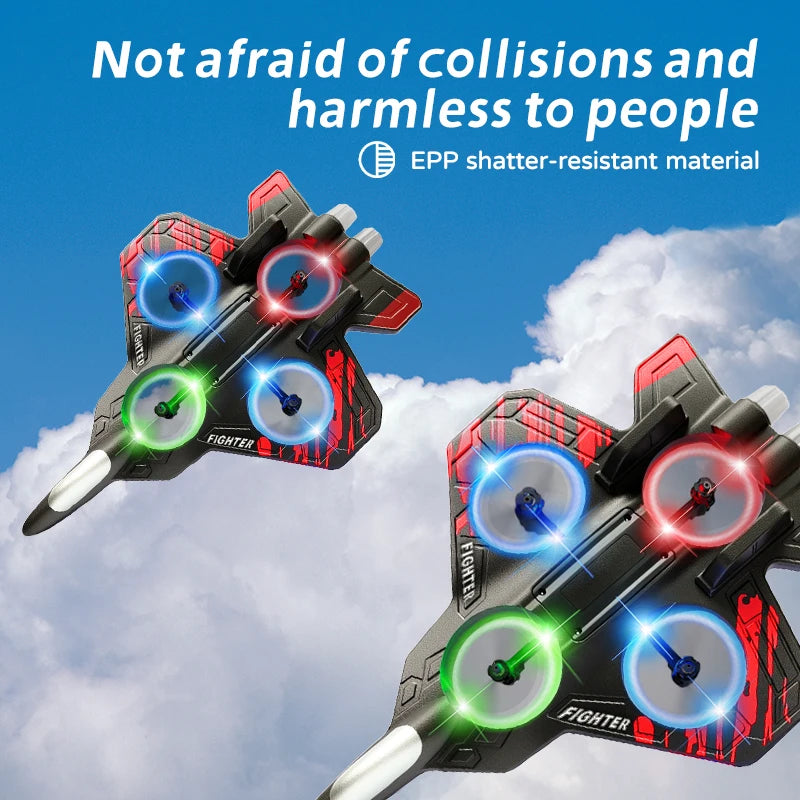 L101 RC Foam Airplane 2.4G RC Fighter Stunt Tumbling Helicopter with LED Colored Lights Airplane Model Toy