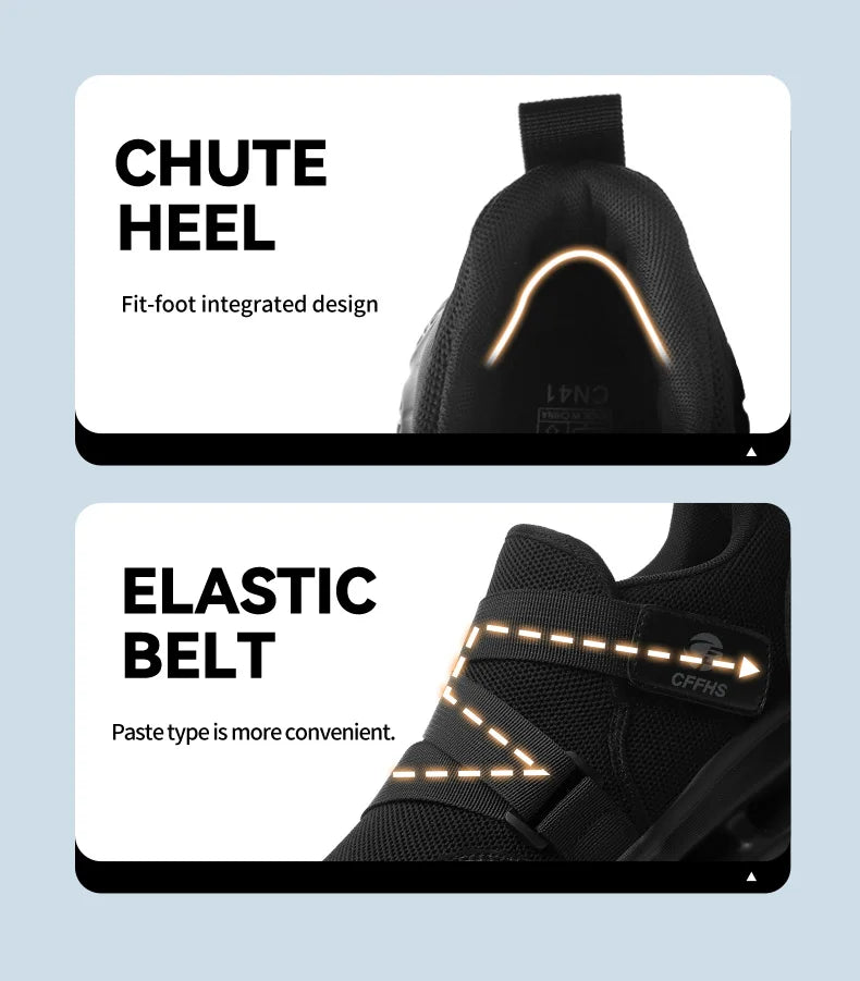 Velcro-Fastened Men's Breathable Casual Work Safety Shoes with Impact and Puncture Resistance