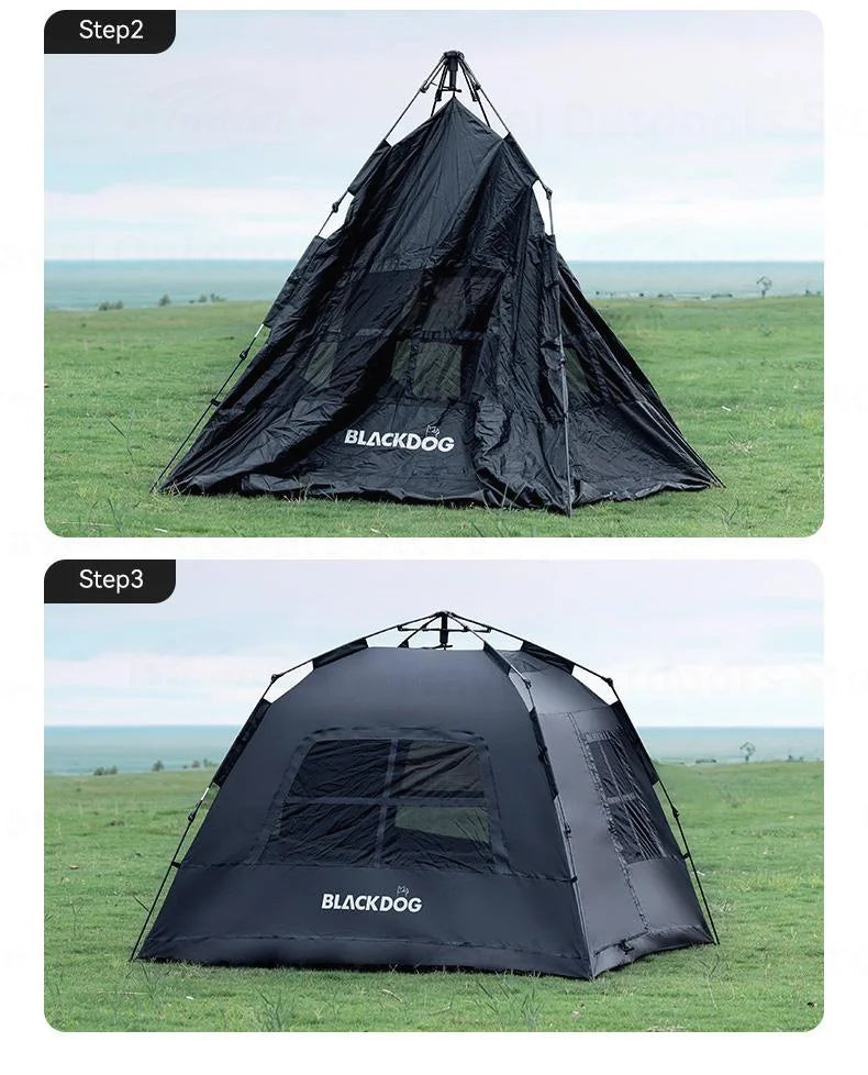 Naturehike BLACKDOG Camping One-touch Tent 3 ~ 4 People for Outdoor Travel Picnic Beach 150D Oxford Vinyl Tent Waterproof 2000mm