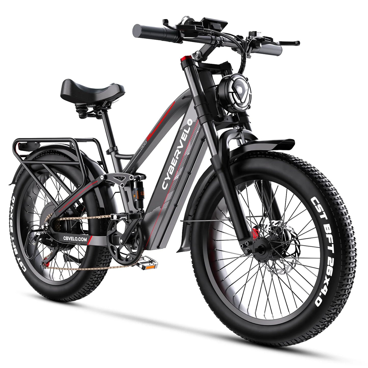 Cybervelo Strong Power Ebike, 5000W Motor Off Road Electric Bike, 100 Miles Long Range, 26"x4.0” Fat Tire, 60V 50Ah Big Battery EK9