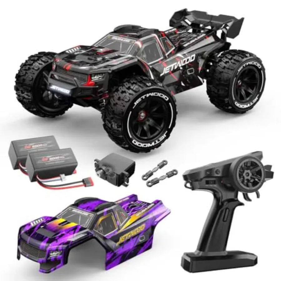 Offroad RC car for adults, brushless motor, black, 50mph speed and waterproof 3S battery