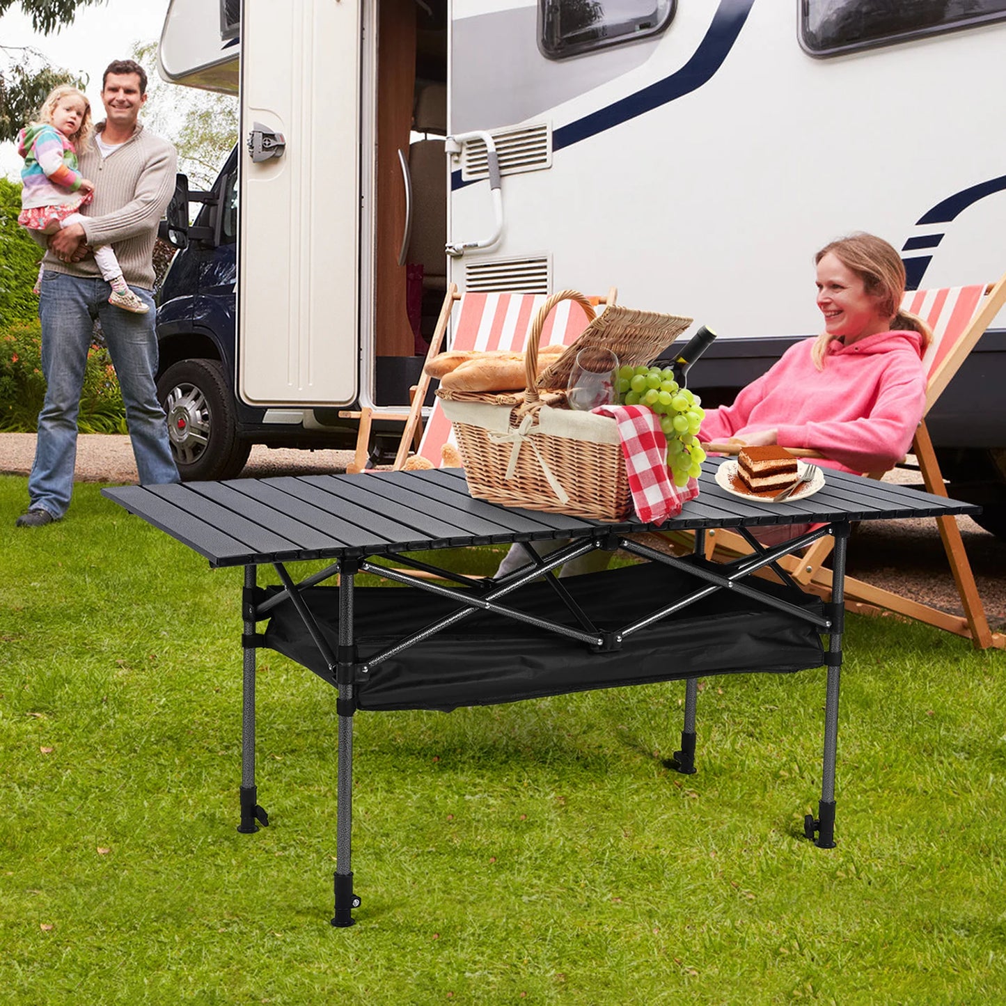 Shunmaii Folding Table Adjustable Portable Picnic Desk