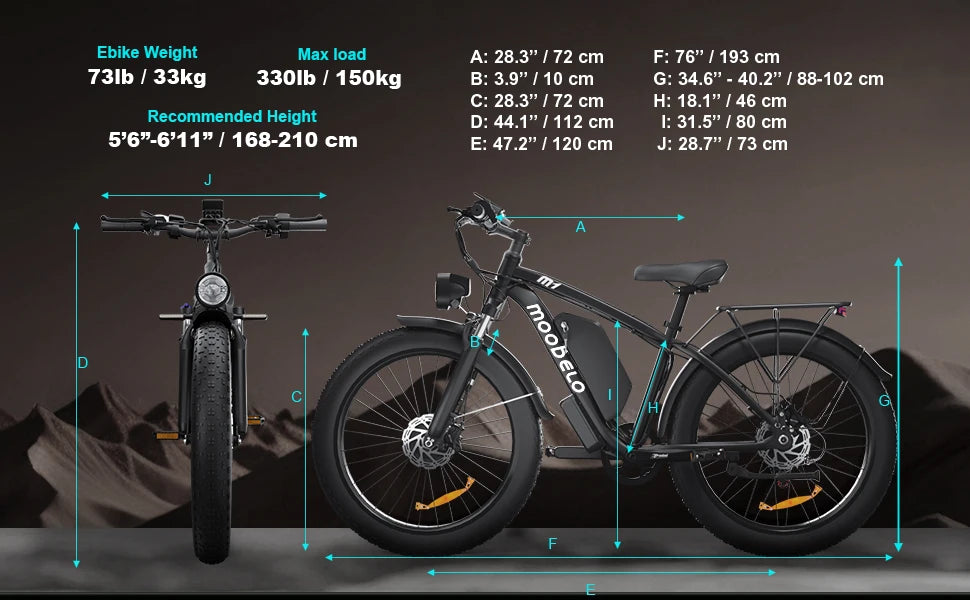 Moobelo M1 2000W Dual-Motor E-Bike 48V 22.4ah Fat Tires Full Suspension CE Certified US Warehouse Snow Beach Urban Riding Ebike