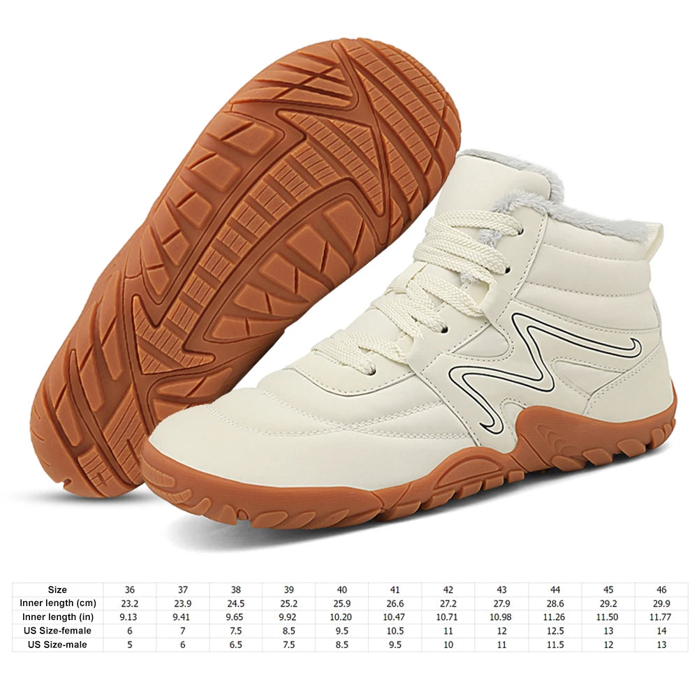 Winter Snow Boots Waterproof Barefoot Hiking Shoes Anti Slip Cold-Proof Trekking Shoes Minimalist Ankle Boots for Outdoor Travel
