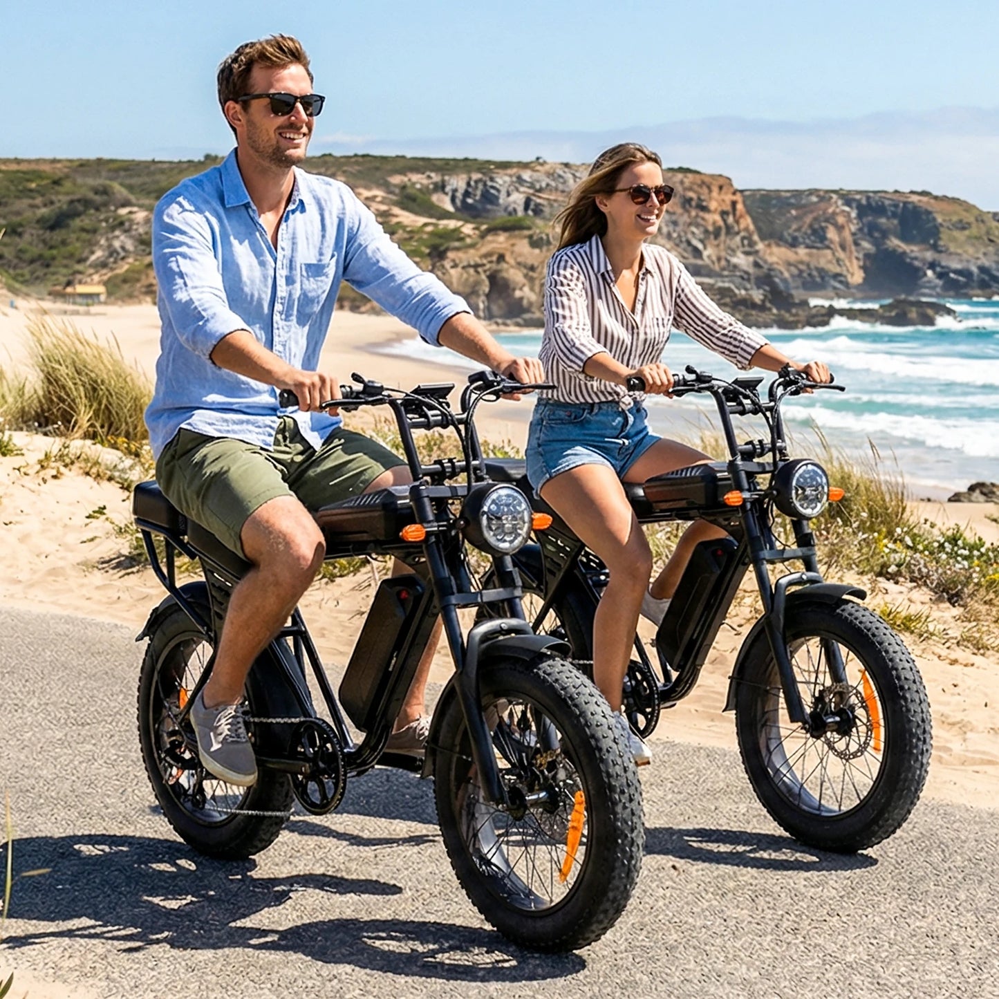 Electric Bike for Adults, 1000W Peak Motor 50 Miles Fat Tire Ebike with 48V 15Ah Removable Battery 20" Fat Tire Electric Bike, Front Suspension and 7-Speed