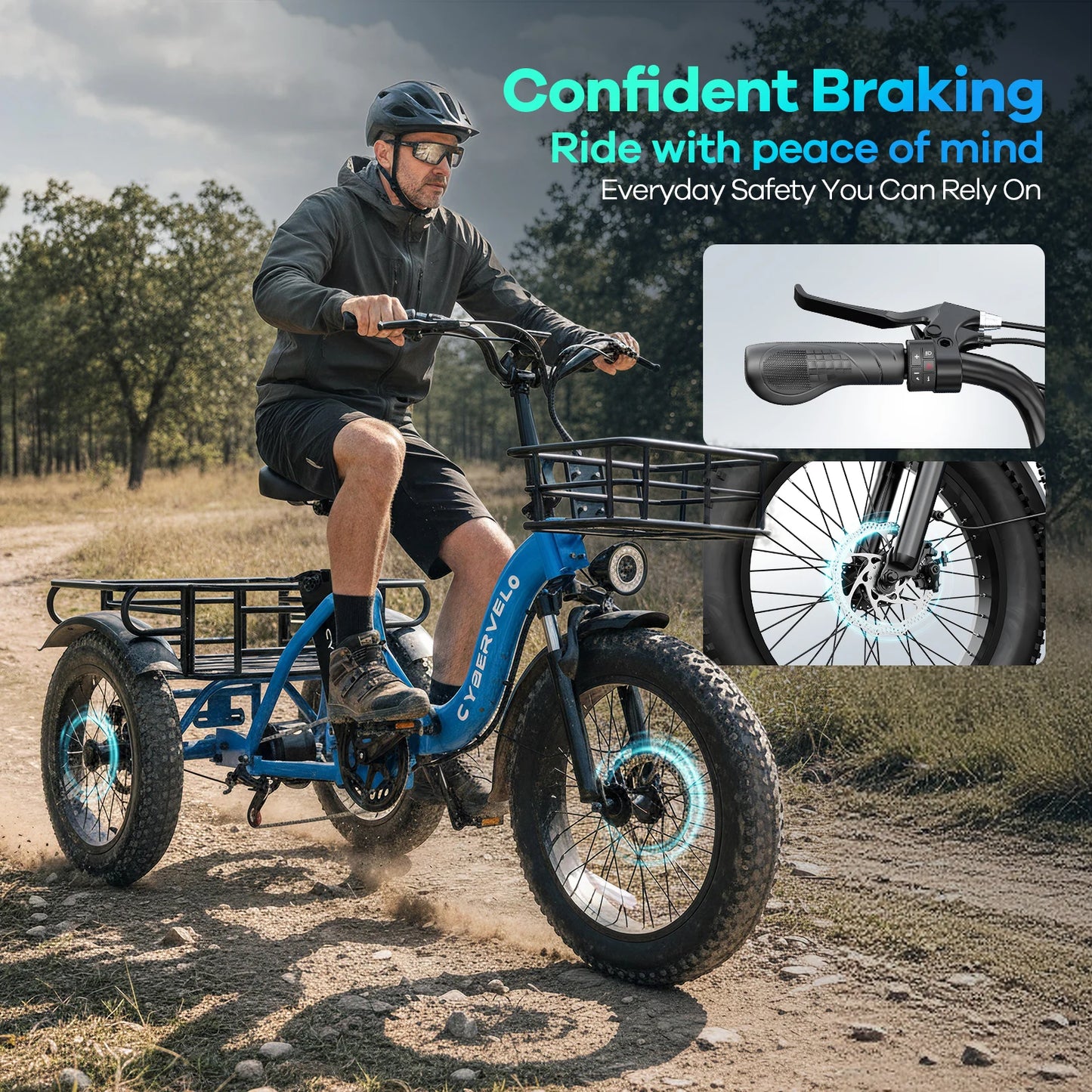 1000W Peak Three-Wheels Step-Thru Folding Ebike, 48V 20.8AH Removable Battery, 7-Speed Urban City Commuter Electric Tricycle for Adults Cybervelo C16