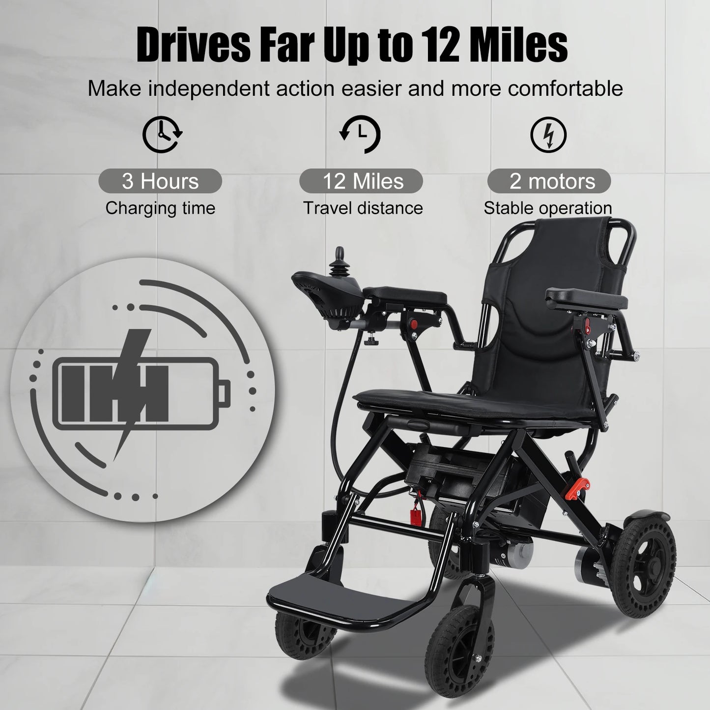 Portable Electric Wheelchair Walker 500W Motor Lightweight