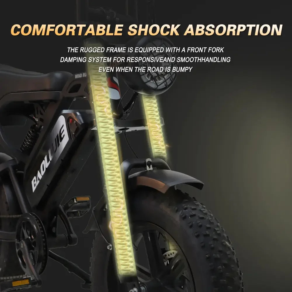 BAOLUJIE F2 EBike Motor Electric Bicycle 48V 13AH Removable Battery Outdoor E-bike for Adults Max Speed 25MPH【1 Year Warranty】