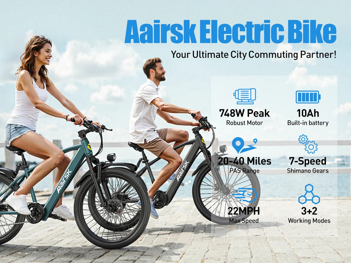 Aairsk GT300 Adult E-bike 26 Inch Fat Tire E-Mountain bike Off-road Electric bicycle 400W Motor 36V 10.4Ah Battery Electric Bike