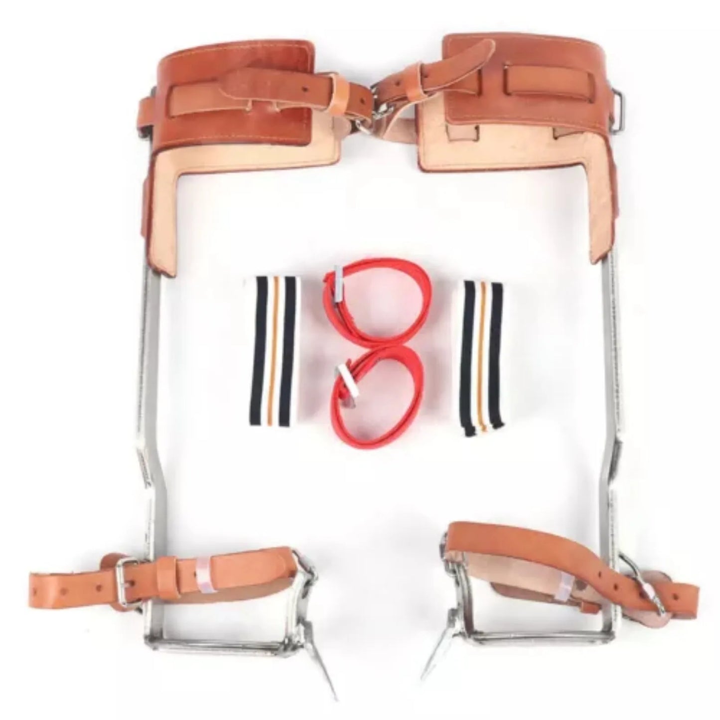 1 Pair Stainless Steel Tree Climbing Spikes, Cow Leather Tree Climbing Spikes Set for Outdoor Jungle Survival Fruit Picking