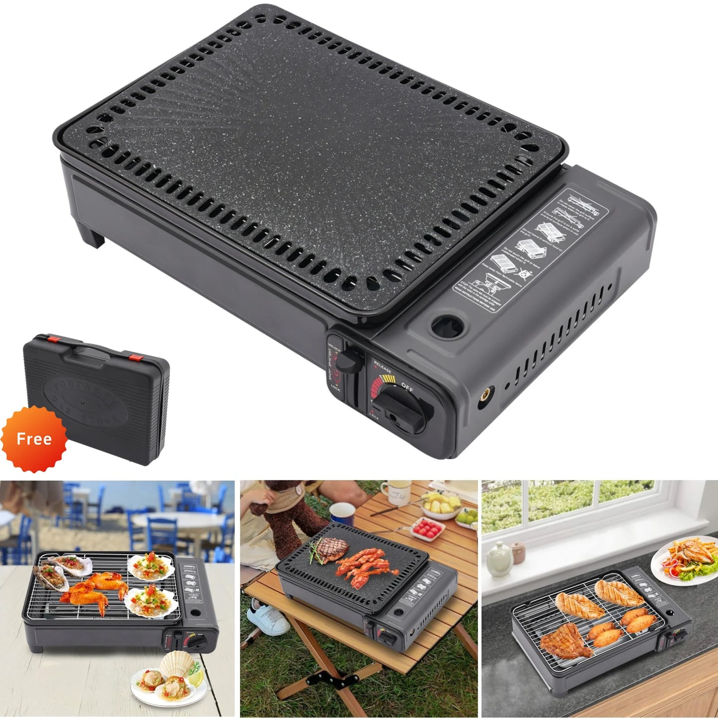 YIYIBYUS Portable BBQ Stove Gas Grill For Camping Hiking