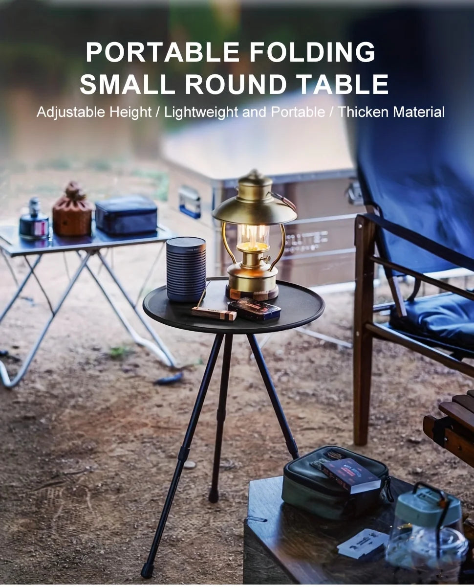 WESTTUNE 2 Pcs Set Camping Round Table with Mesh Bag Ultralight Portable Folding Adjustable Table for Picnic Indoor Outdoor