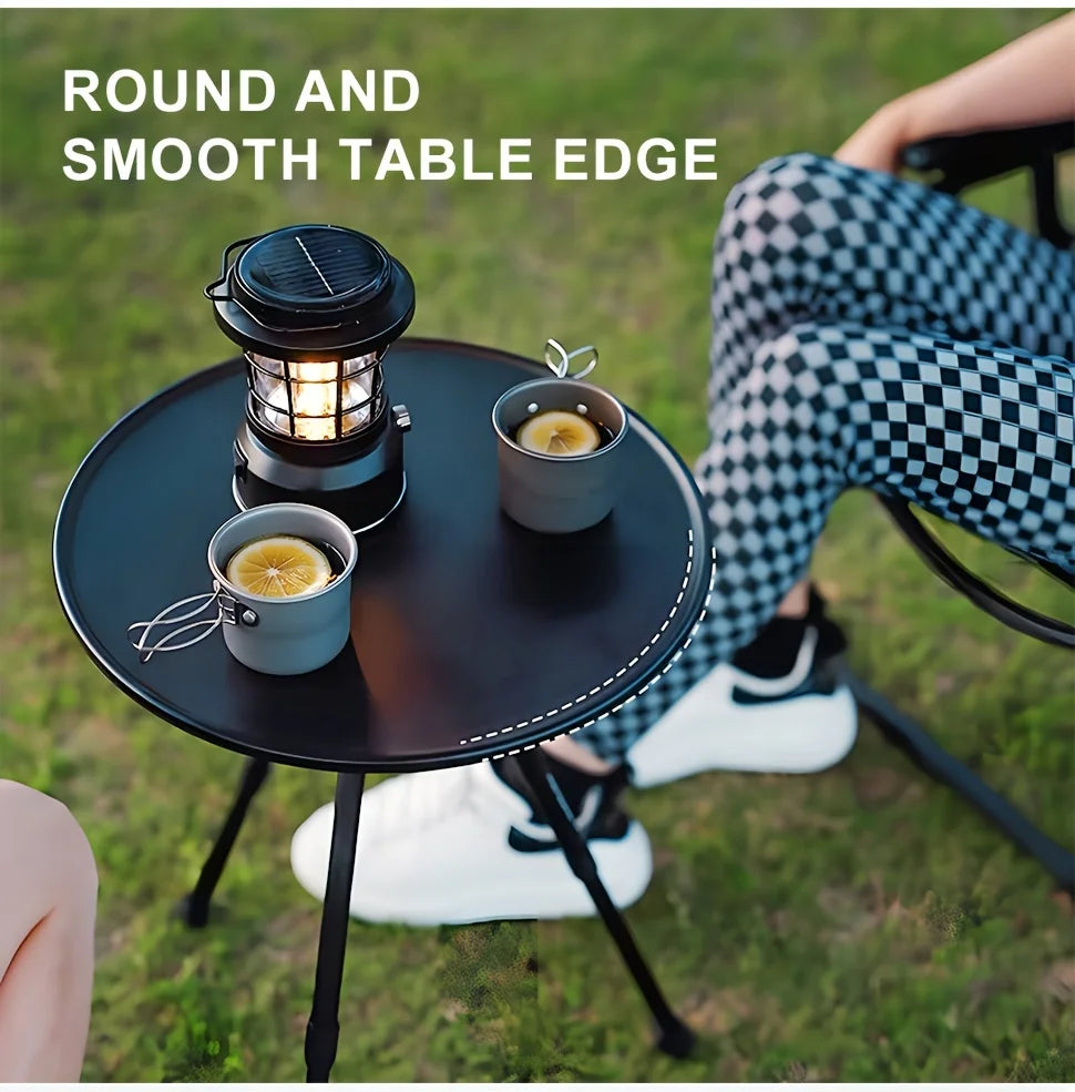 WESTTUNE 2 Pcs Set Camping Round Table with Mesh Bag Ultralight Portable Folding Adjustable Table for Picnic Indoor Outdoor