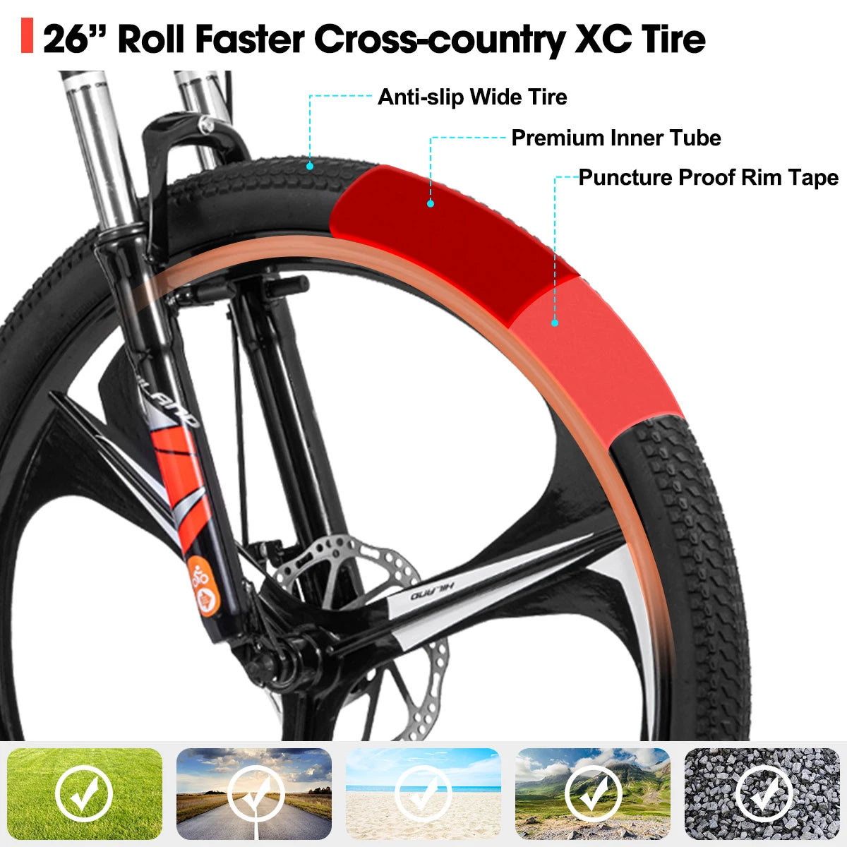 Hiland Mountain Bike,Shimano 21 Speeds Drivetrain,Aluminum Frame 26 Inch Wheels, with Disc-Brake for Men Women Men's MTB Bicycle