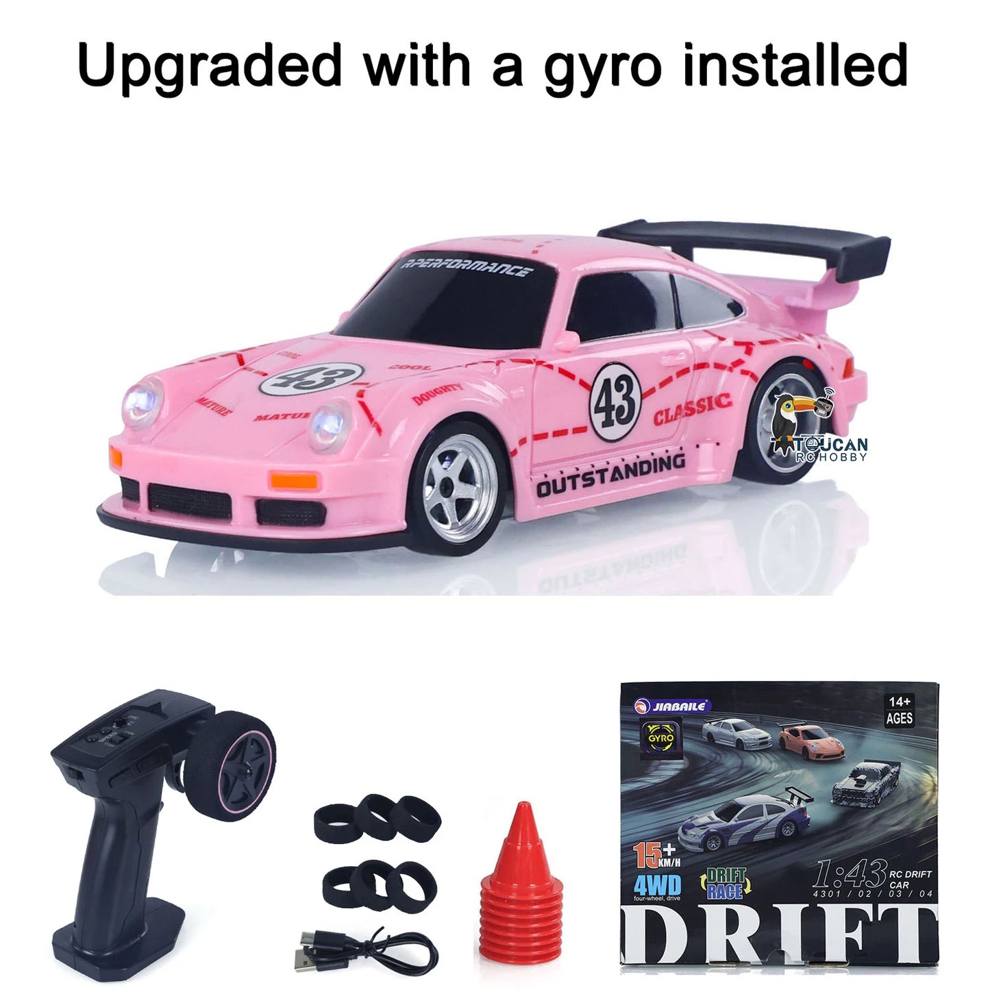 US Stock RC Drift Car 1/43 RTR Race 4WD Gyro Four-wheel Drive Radio Control High Speed Model 2.4G Racing Drifting Cars Toy Model