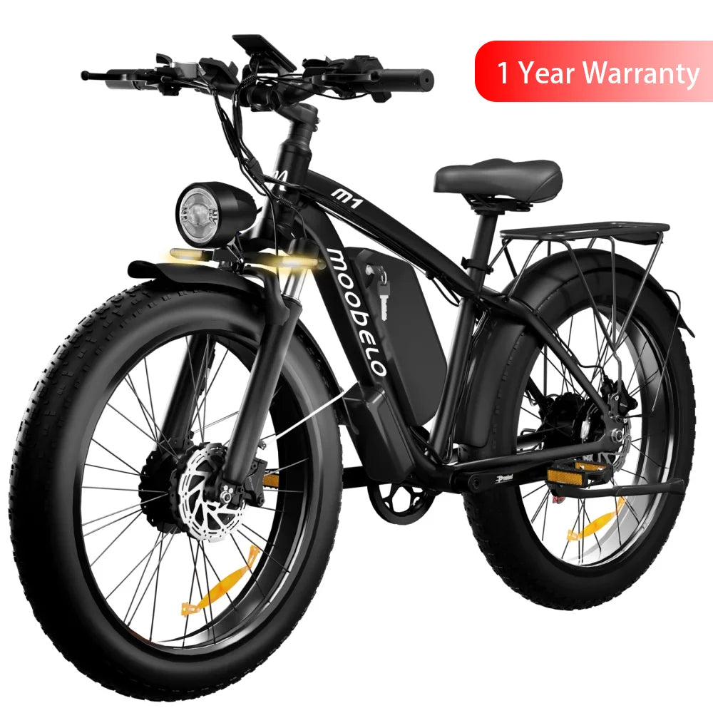 Moobelo M1 2000W Dual-Motor E-Bike 48V 22.4ah Fat Tires Full Suspension CE Certified US Warehouse Snow Beach Urban Riding Ebike