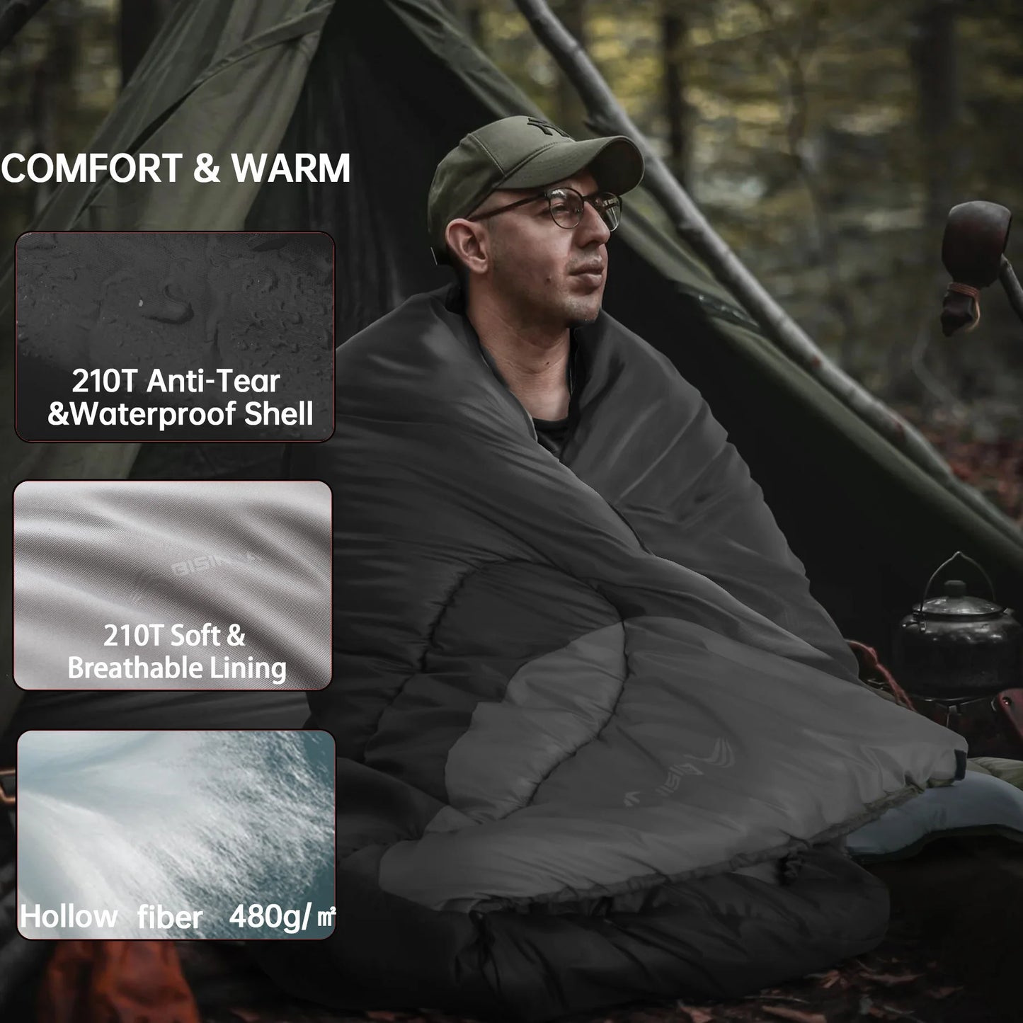 BISINNA Ultralight Waterproof Winter Sleeping Bag Backpacking