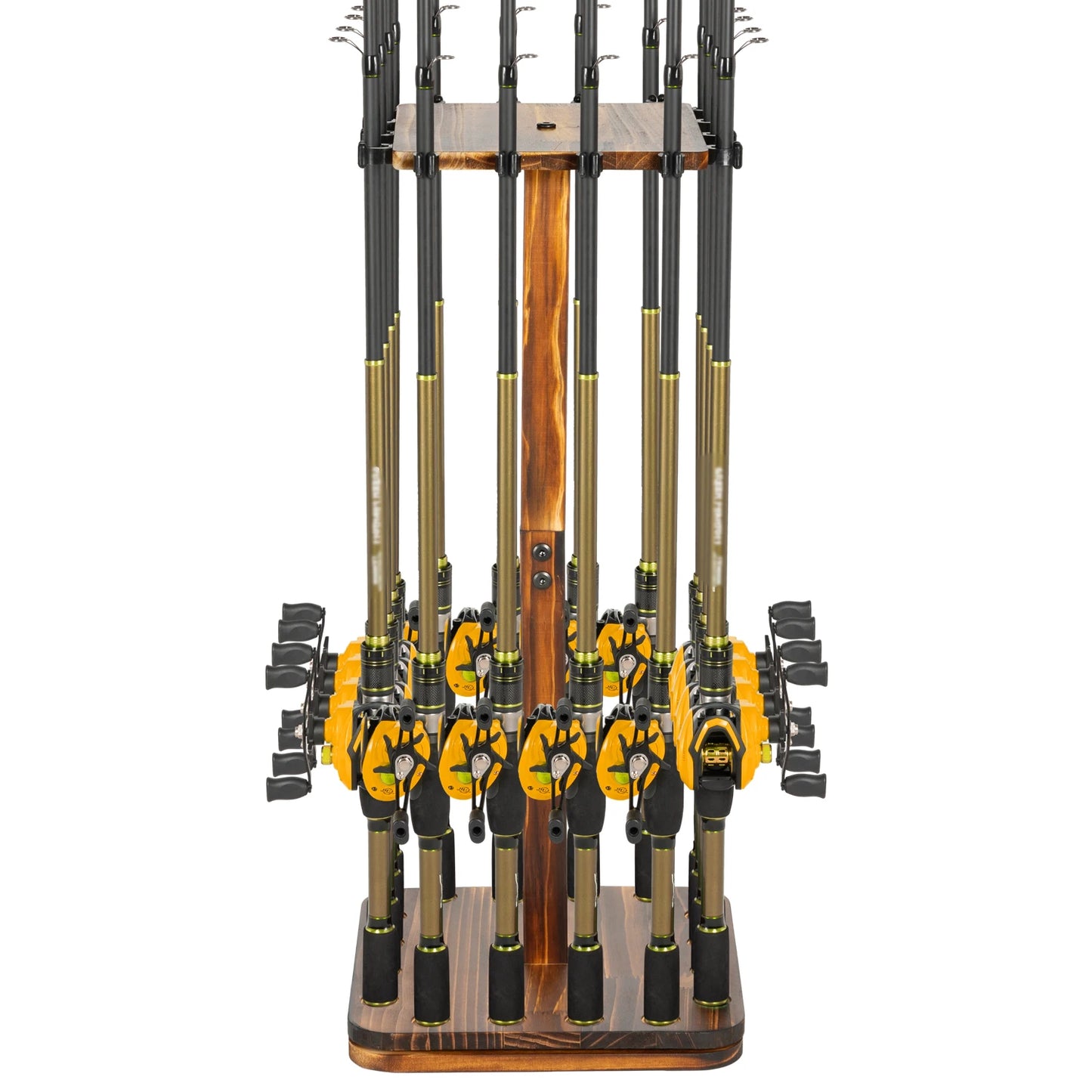 Fishing Rod Holder 360° Rotating Wooden Rod Pole Rack New Style Holds up to 16 rods Fishing Organizer for Space-Saving Fishing R