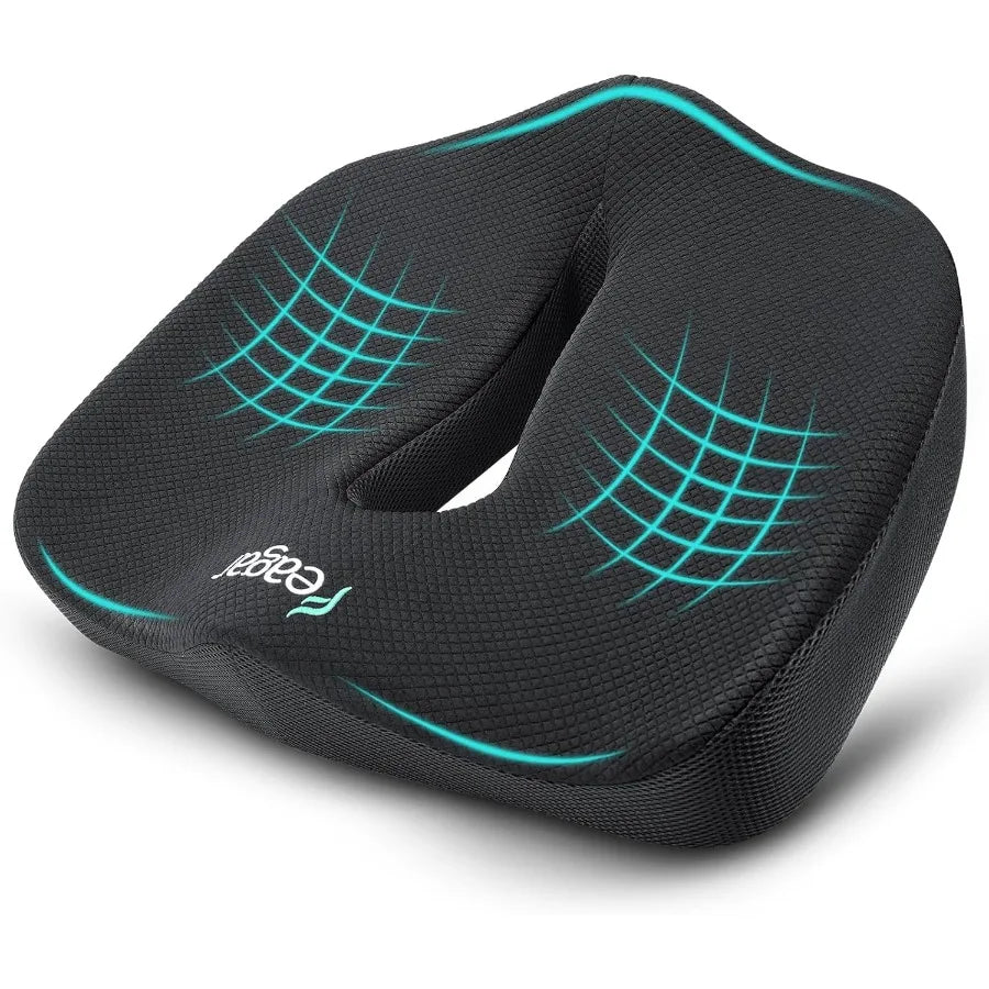 Memory Foam Seat Cushion for Office Chairs Desk Gaming Chair Pad Tailbone Comfort Support Mesh Cover Dense Hip Sciatica Car Sea