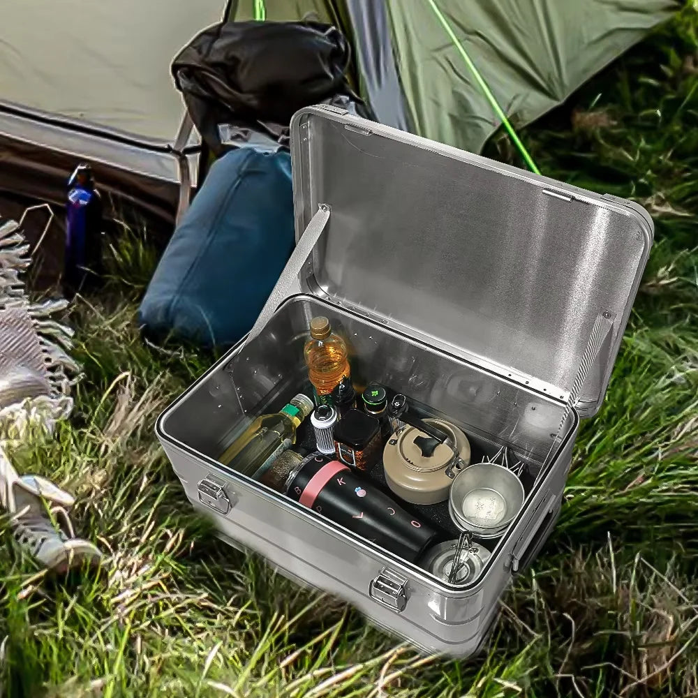 30-80L Camping Picnic Travel Aluminum Alloy Large Capacity Box Accessories Storage Bag Hiking Accessories Outdoor Storage
