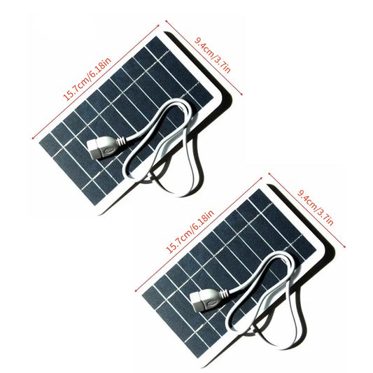 2W Solar Panel With USB Waterproof Outdoor Hiking And Camping Portable Battery Mobile Phone Charging Bank Charging Panel 5V