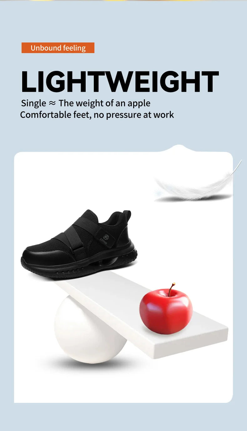 Velcro-Fastened Men's Breathable Casual Work Safety Shoes with Impact and Puncture Resistance