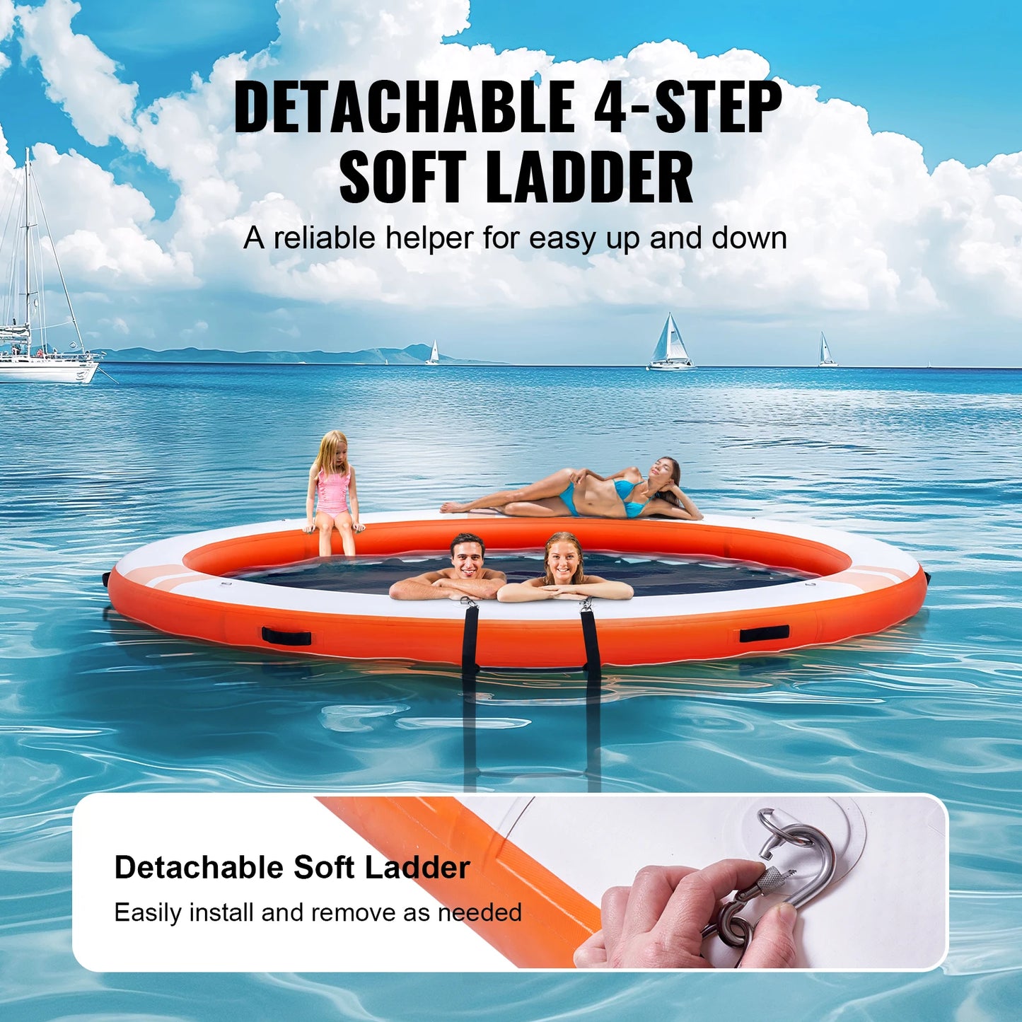 SucceBuy Inflatable Floating Dock 10x8FT Non-Slip Water Detachable Ladder Portable Carrying Bag Floating Platform Island Raft