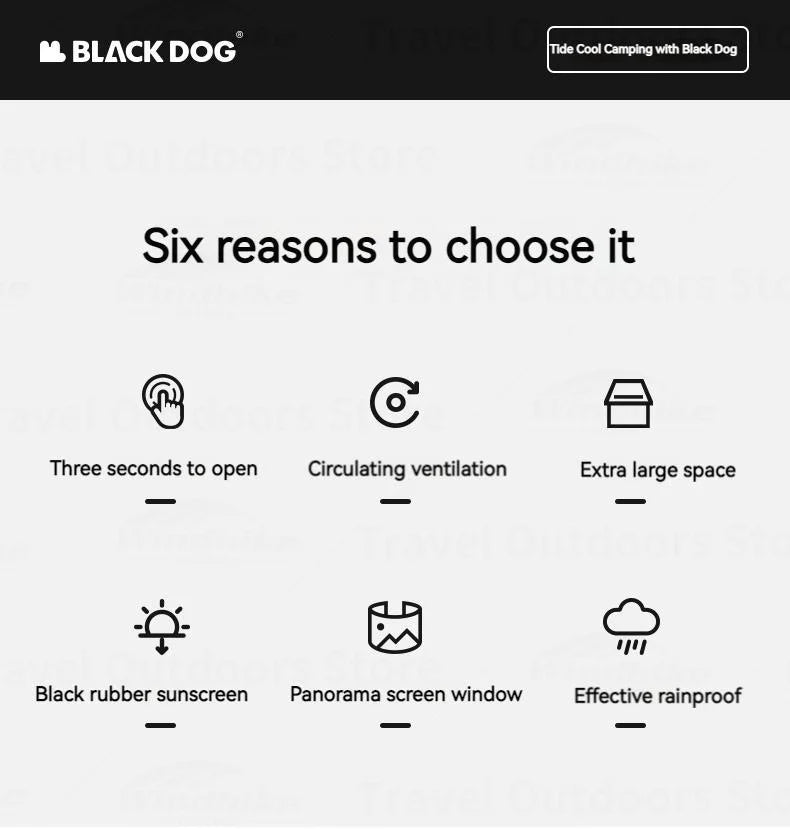 Naturehike BLACKDOG Camping One-touch Tent 3 ~ 4 People for Outdoor Travel Picnic Beach 150D Oxford Vinyl Tent Waterproof 2000mm