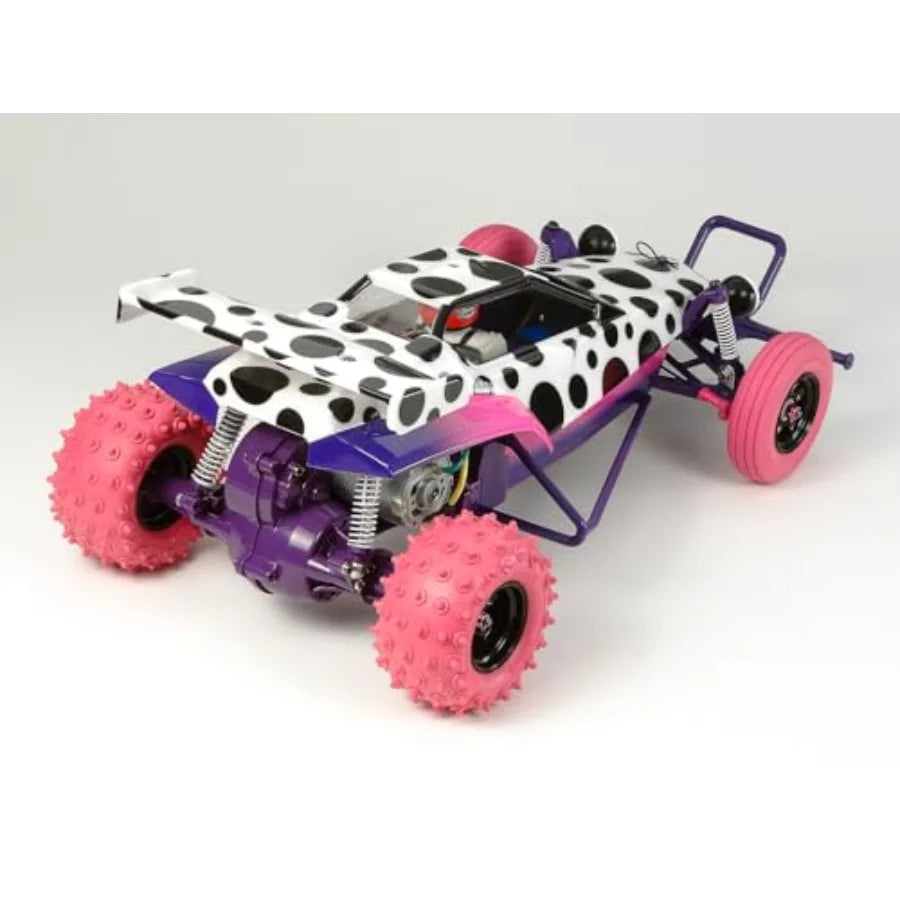 RC car for outdoor racing, ABS plastic body, yellow with black stripes, high-speed brushless motor and 2.4GHz radio control