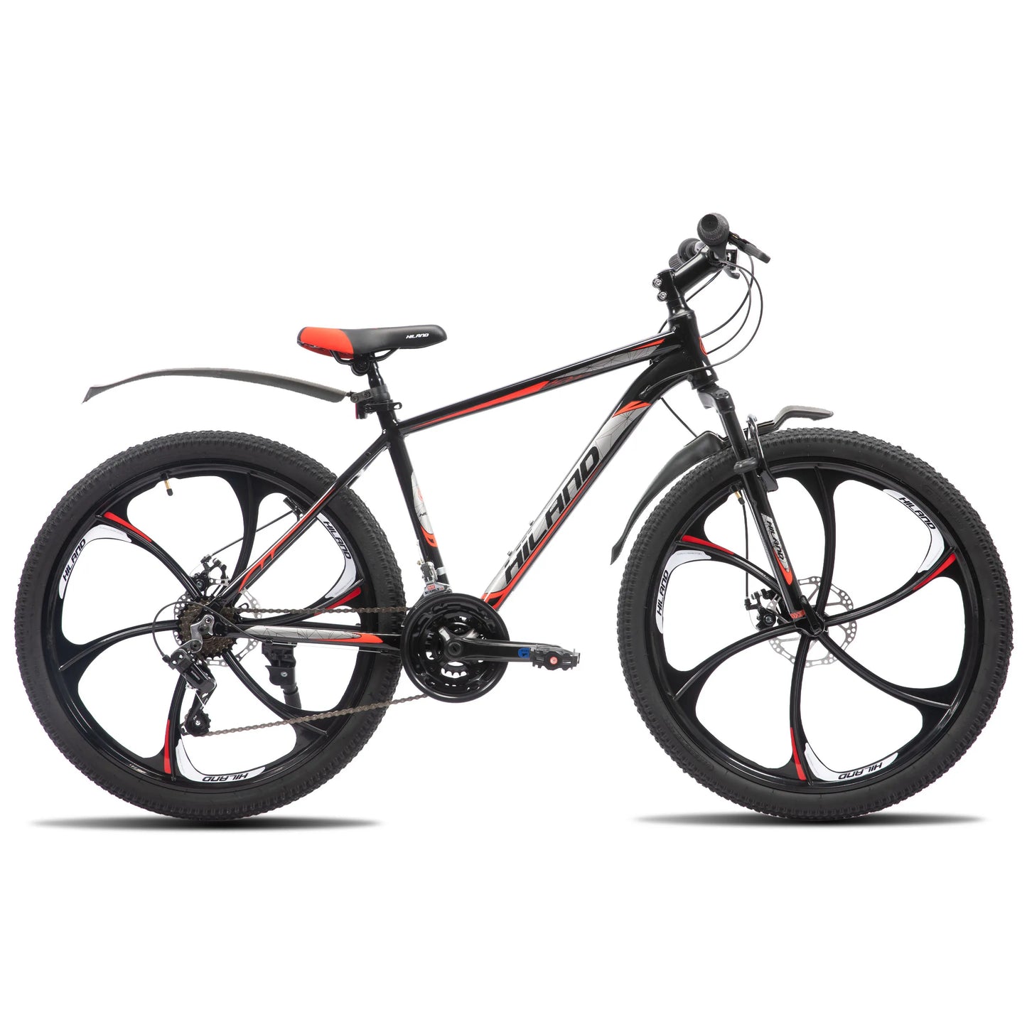 Hiland 26 Inch Mountain Bike,18-Speed Drivetrain, Aluminum Frame with Disc Brakes,6-Spoke Wheel Mountain Bicycle for Men Women